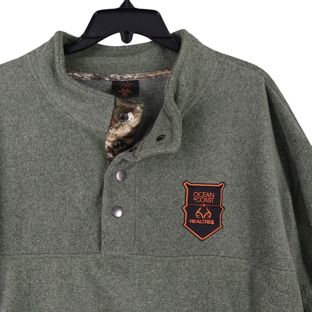 Ocean + Coast x Realtree Fleece Henley Pullover Mens 3XL‎ Camo Snap Neck Hunting